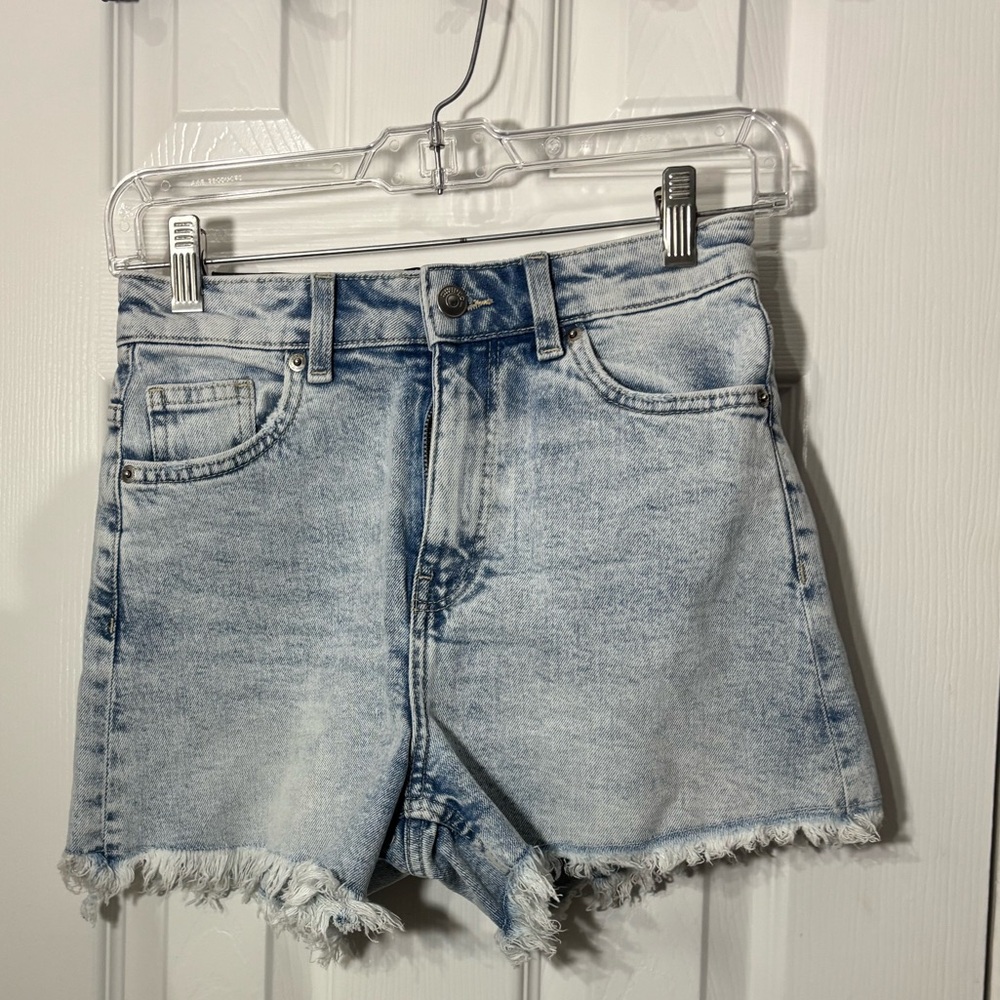 Divided Light Blue High-Rise Frayed Denim Shorts